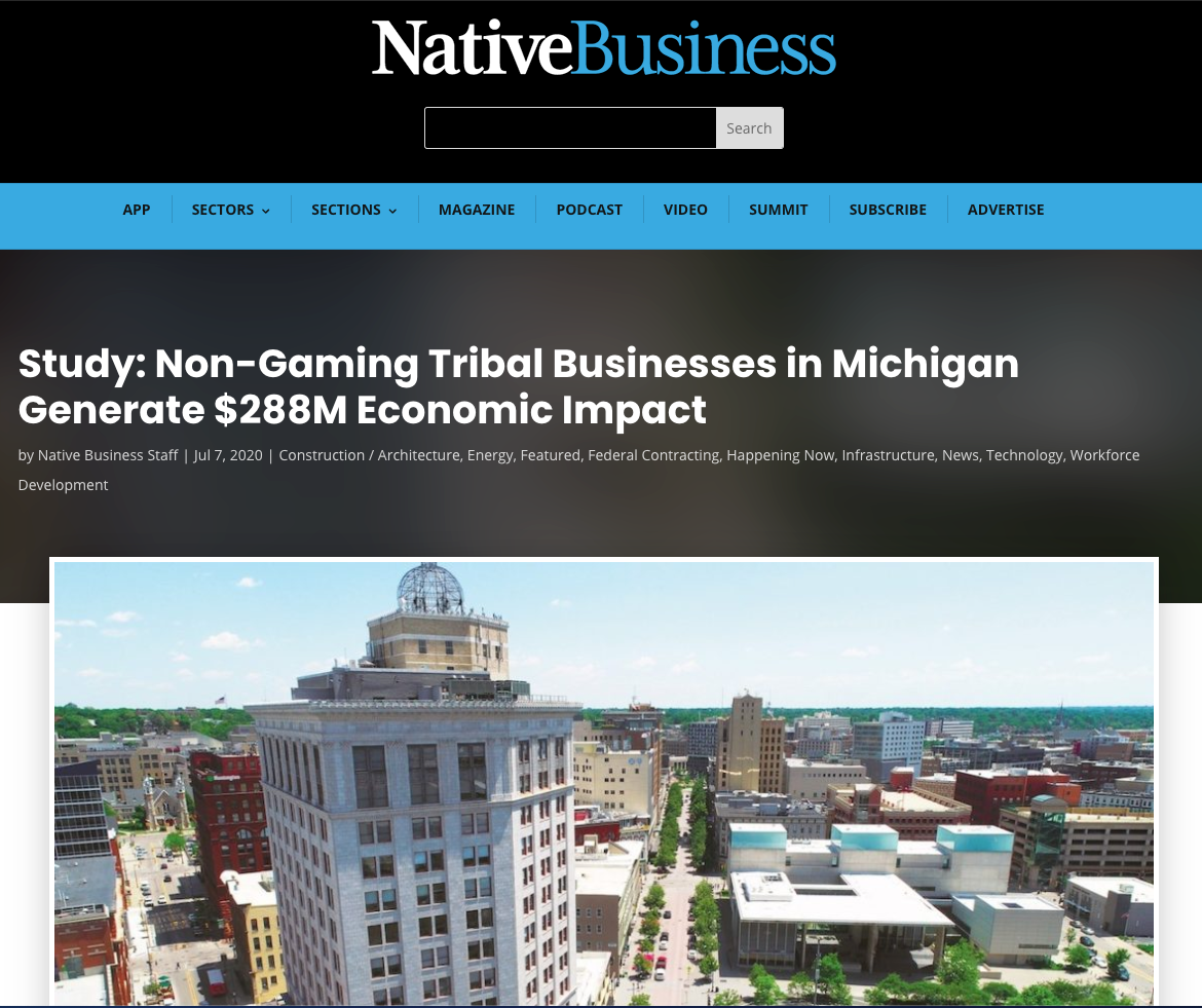 Read more about the article STUDY: Non-Gaming Tribal Businesses in Michigan Generate $288.8M Economic Impact