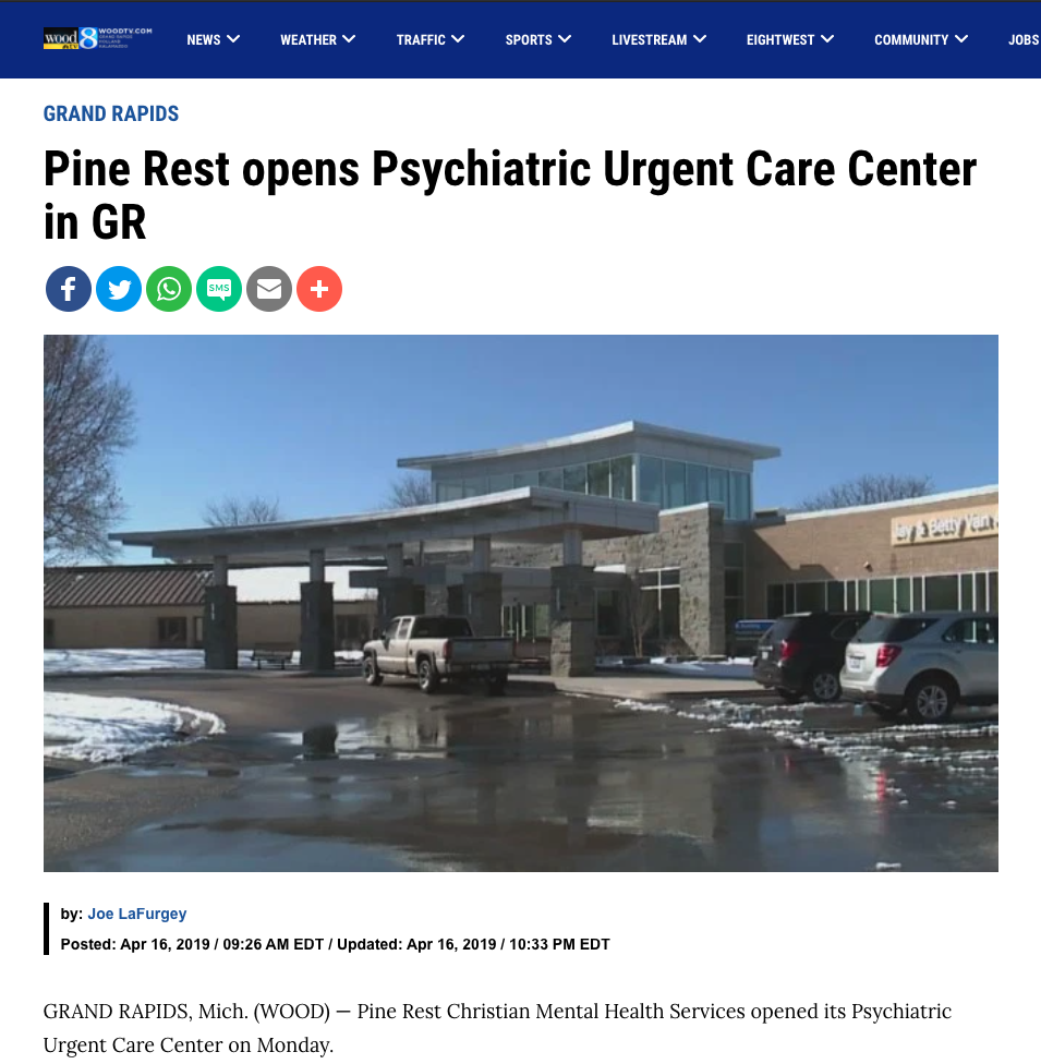 Read more about the article Pine Rest opens Psychiatric Urgent Care Center in GR