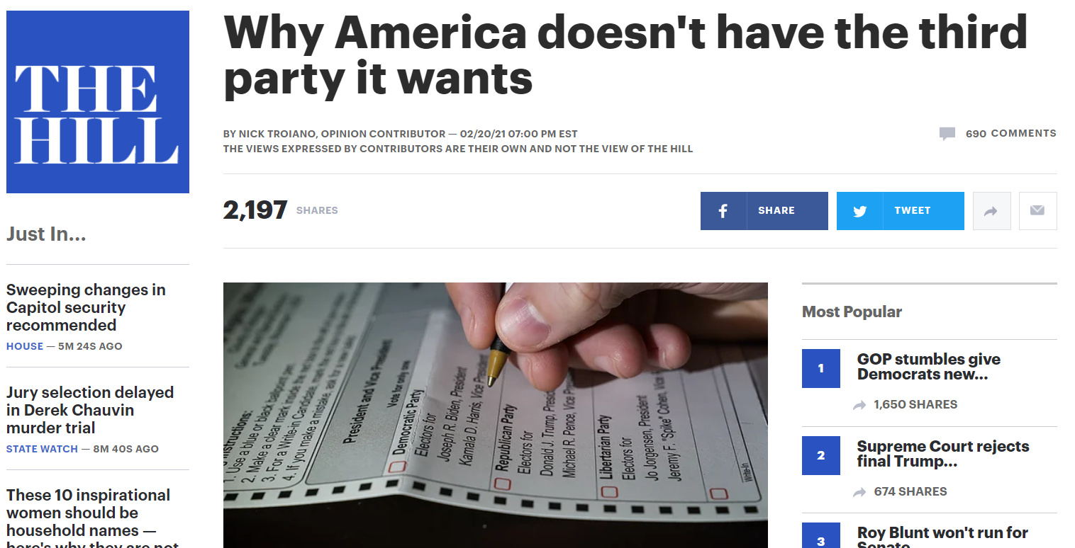 Read more about the article Why America doesn’t have the third party it wants